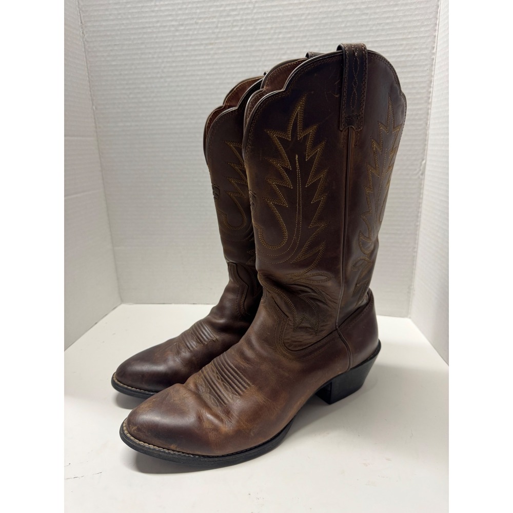 Ariat Heritage Western Brown Leather R-Toe Cowgirl Boots Womens Size 9B